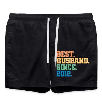 Best Husband Since 2012, 11 Years Anniversary Gift - Swim Trunks - black - Front - AI Model Male 185 light (185cm)