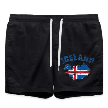 Carte murale de l’Islande Drapeau utilisé - Short de bain - noir - Devant - AI Model Male 185 light (185cm)