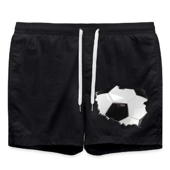 Polen Landkarte umrahmt echten Fußball - Badeshorts - Schwarz - Vorne - AI Model Male 185 light (185cm)