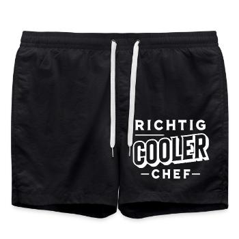Richtig cooler Chef - Badeshorts - Schwarz - Vorne - AI Model Male 185 light (185cm)