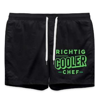 Richtig cooler Chef - Badeshorts - Schwarz - Vorne - AI Model Male 185 light (185cm)