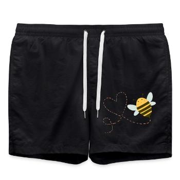 Bee with heart - Swim Trunks - black - Front - AI Model Male 185 light (185cm)