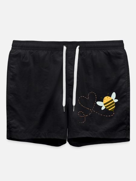 Bee with heart - Swim Trunks - black