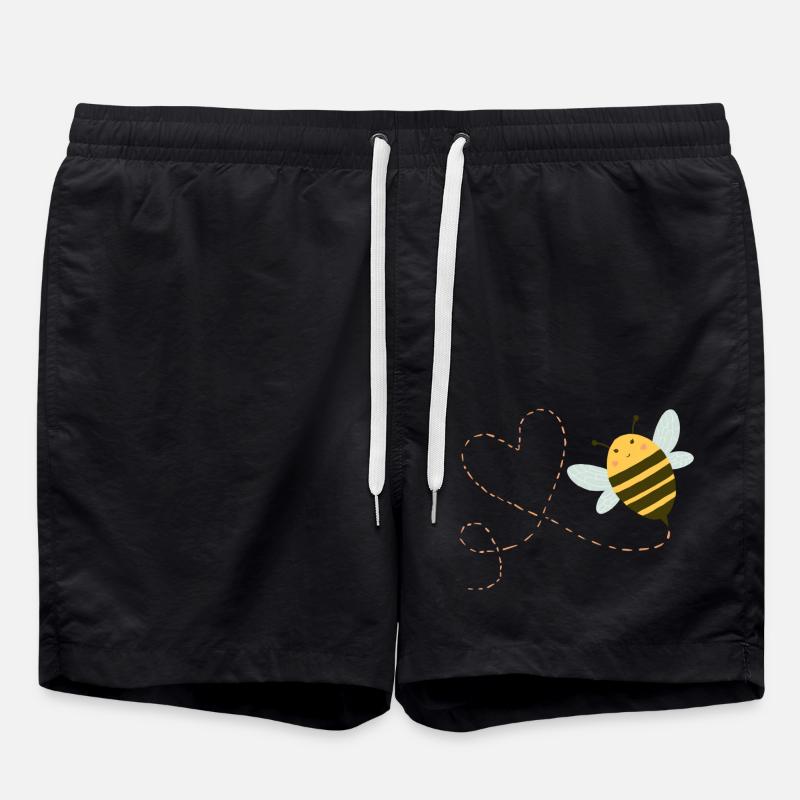 Bee with heart - Swim Trunks - black