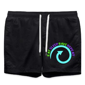 Eat Sleep Rave Repeat Essen Schlafen Raven Spruch - Badeshorts - Schwarz - Vorne - AI Model Male 185 light (185cm)