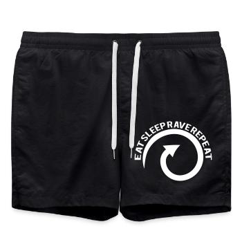 Eat Sleep Rave Repeat Essen Schlafen Raven Spruch - Badeshorts - Schwarz - Vorne - AI Model Male 185 light (185cm)