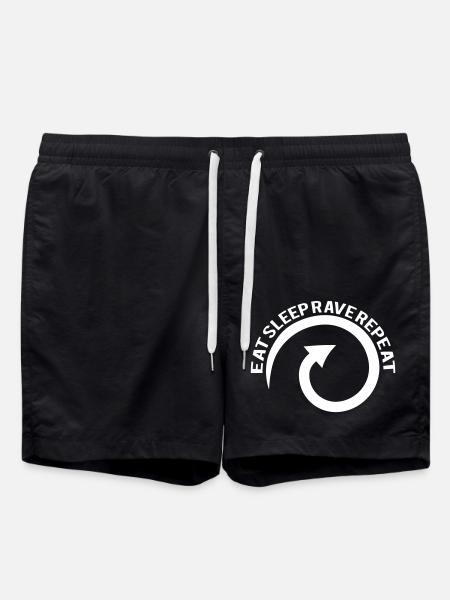 Eat Sleep Rave Repeat Food Sleep Raven Saying - Swim Trunks - black