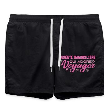 Passionate globe-trotting real estate agent - Swim Trunks - black - Front - AI Model Male 185 light (185cm)