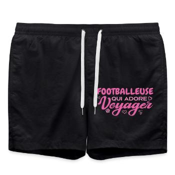 Footballeuse globe-trotteuse passionnée de voyages - Short de bain - noir - Devant - AI Model Male 185 light (185cm)
