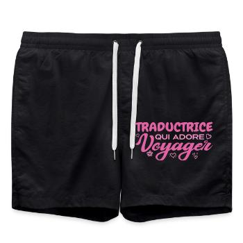Traductrice globe-trotteuse passionnée de voyages - Short de bain - noir - Devant - AI Model Male 185 light (185cm)
