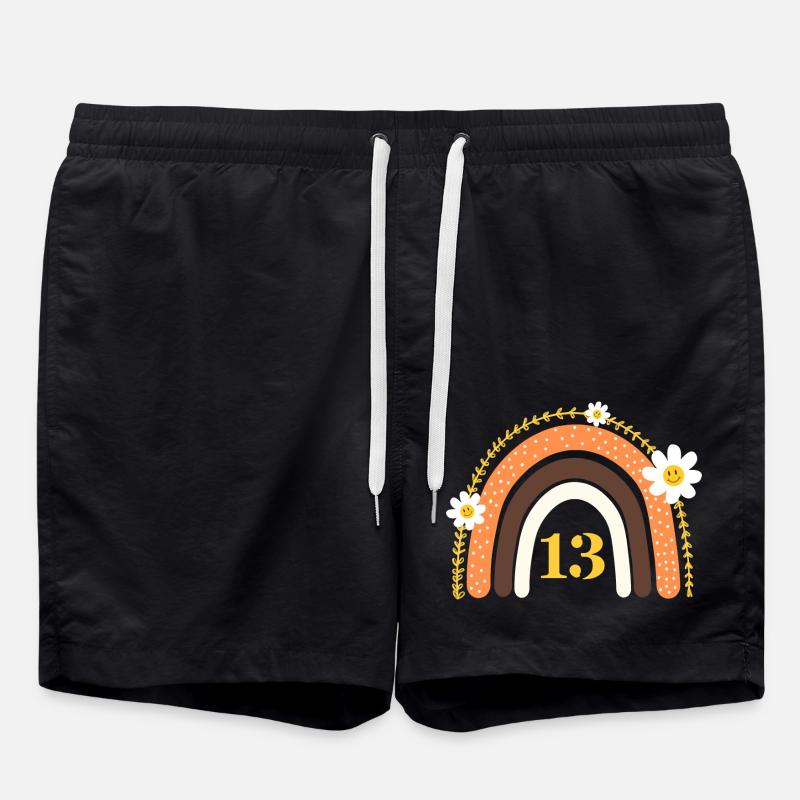 13e anniversaire rainbow jaune - Short de bain - noir