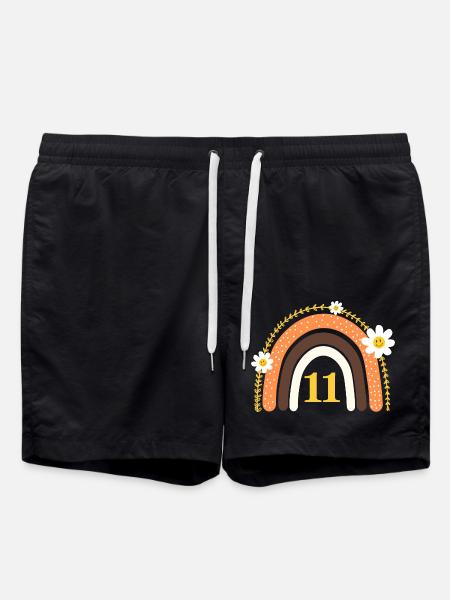 11th Birthday Yellow Rainbow - Swim Trunks - black