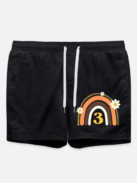 3rd Birthday Yellow Rainbow - Swim Trunks - black