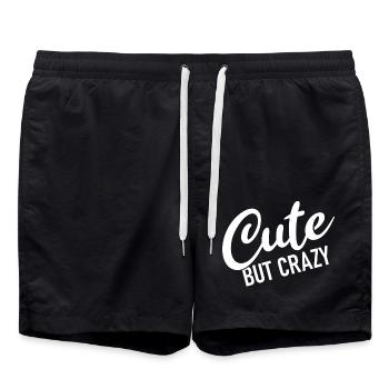 Cute but crazy - Cool Quote - Sweet but crazy - Swim Trunks - black - Front - AI Model Male 185 light (185cm)