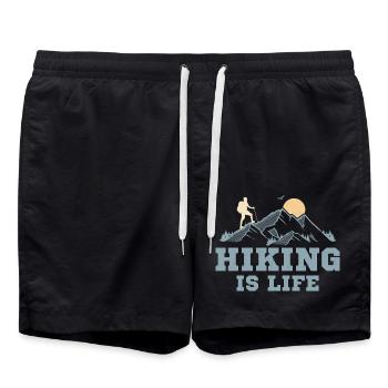 Hiking Is Life Hiker Mountain - Badeshorts - Schwarz - Vorne - AI Model Male 185 light (185cm)