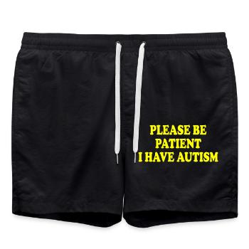 please be patient i have autism - Badeshorts - Schwarz - Vorne - AI Model Male 185 light (185cm)