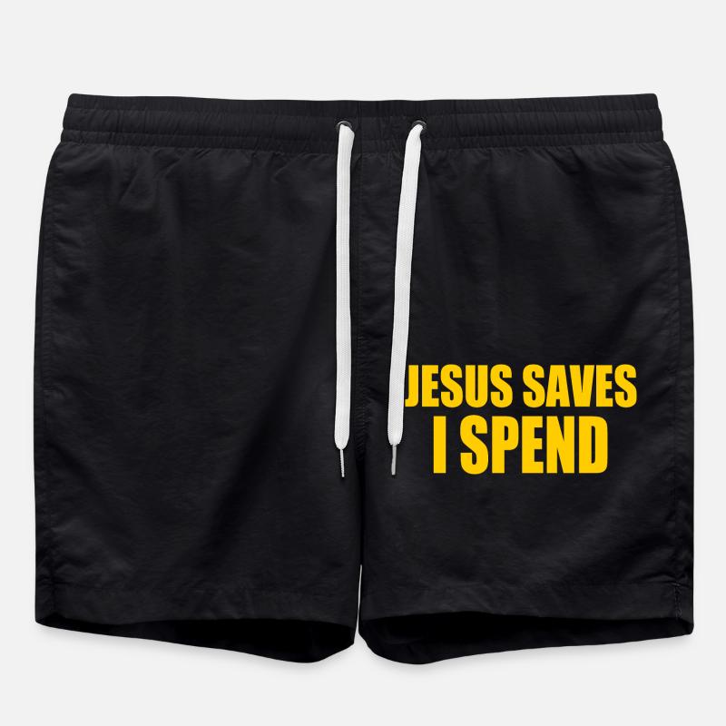 jesus saves i spend - Swim Trunks - black