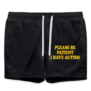 please be patient i have autism - Badeshorts - Schwarz - Vorne - AI Model Male 185 light (185cm)