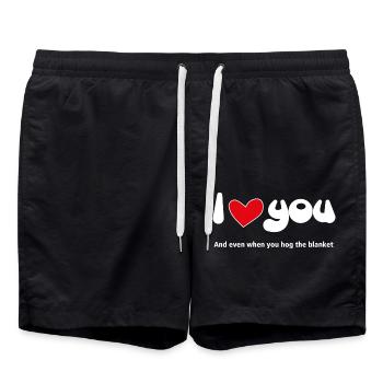 I Love You - Funny Quotes Couples NEW 05 - Swim Trunks - black - Front - AI Model Male 185 light (185cm)