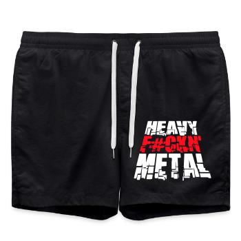 Heavy F#ckn' Metal Hard Rock Musique Texte Disant - Short de bain - noir - Devant - AI Model Male 185 light (185cm)