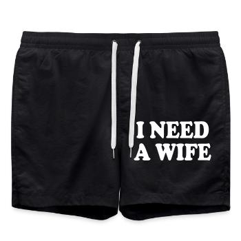 I need a wife - Badeshorts - Schwarz - Vorne - AI Model Male 185 light (185cm)