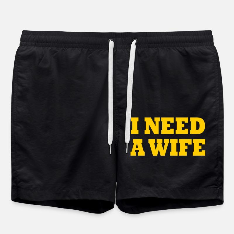 I need a wife - Swim Trunks - black