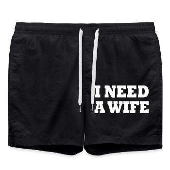 I need a wife - Badeshorts - Schwarz - Vorne - AI Model Male 185 light (185cm)
