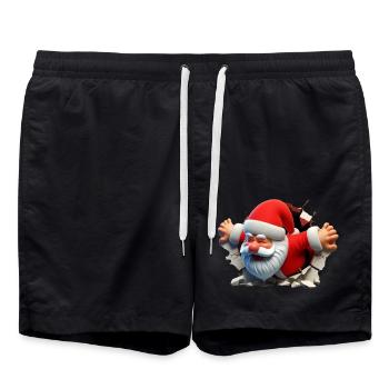 Santa im Loch von vorne 2 - Badeshorts - Schwarz - Vorne - AI Model Male 185 light (185cm)