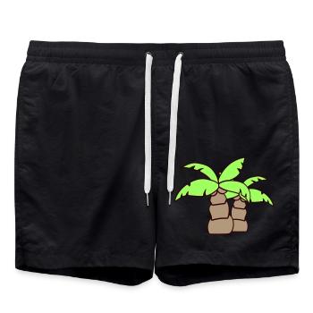 2 Palmiers Île Arbre Plage Vacances Mer de - Short de bain - noir - Devant - AI Model Male 185 light (185cm)