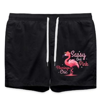 impertinent et rose flamant rose chic oiseau rose mignon - Short de bain - noir - Devant - AI Model Male 185 light (185cm)