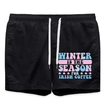 Winter Is The Season For Irish Coffee Lovers - Swim Trunks - black - Front - AI Model Male 185 light (185cm)