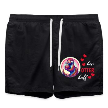 Loutre demi-amour cadeau - Short de bain - noir - Devant - AI Model Male 185 light (185cm)