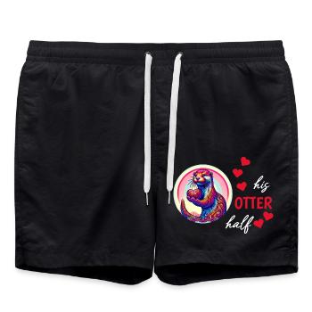 Loutre demi-amour cadeau - Short de bain - noir - Devant - AI Model Male 185 light (185cm)