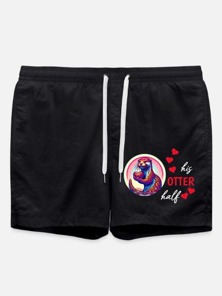 Otter Half Love Gift - Swim Trunks - black