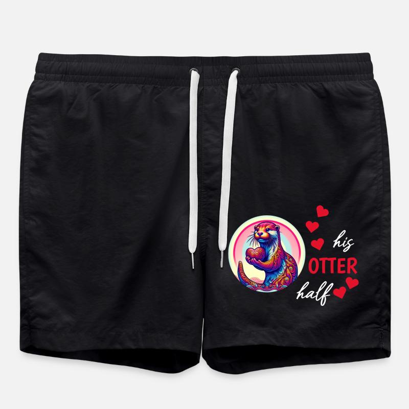 Otter half liebe geschenk - Badeshorts - Schwarz