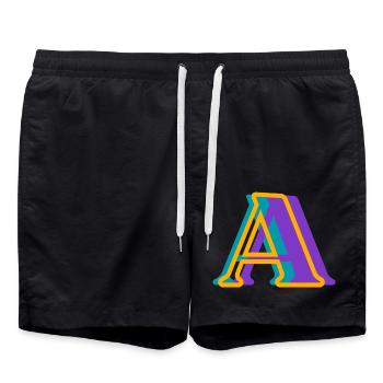 Letter A multicoloured - original gift idea - Swim Trunks - black - Front - AI Model Male 185 light (185cm)