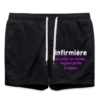 KRANKENSCHWESTER KRANKENSCHWESTER DOKTOR HUMOR DRÖLES 16 - Badeshorts - Schwarz - Vorne - AI Model Male 185 light (185cm)