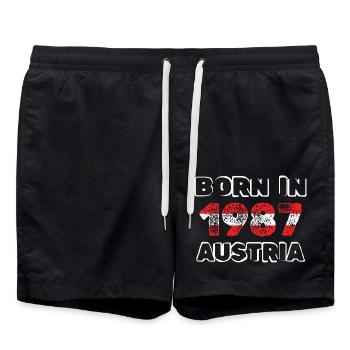 Austria 1987 - Badeshorts - Schwarz - Vorne - AI Model Male 185 light (185cm)