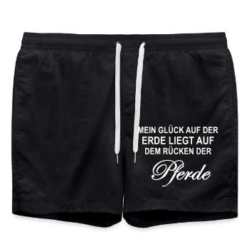 My happiness at first lies on the back of the horses - Swim Trunks - black - Front - AI Model Male 185 light (185cm)