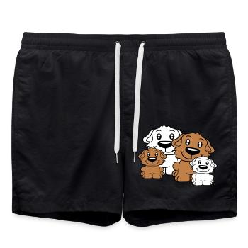 Hunde Familie Kinder Eltern Mutter Vater Papa Mama - Badeshorts - Schwarz - Vorne - AI Model Male 185 light (185cm)