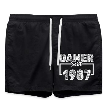 1987 - Badeshorts - Schwarz - Vorne - AI Model Male 185 light (185cm)