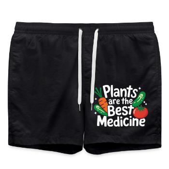 Vegetarian Vegan Veggie Vegetarian - Swim Trunks - black - Front - AI Model Male 185 light (185cm)