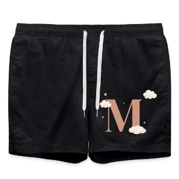 Buchstabe m bewölkt Sterne - Badeshorts - Schwarz - Vorne - AI Model Male 185 light (185cm)