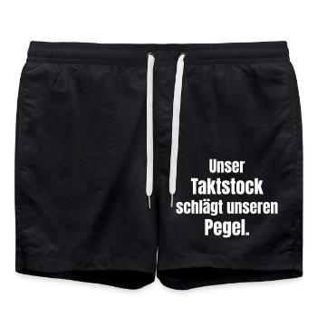 Unser Taktstock schlägt unseren Pegel - Badeshorts - Schwarz - Vorne - AI Model Male 185 light (185cm)