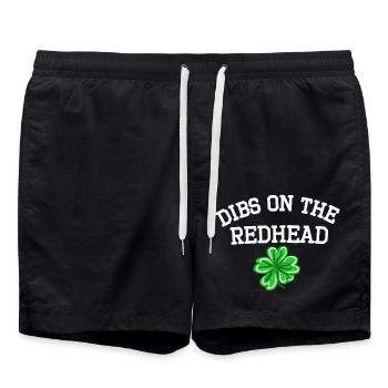 Dibs On The Redhead Cooler Funny St Patricks Day - Swim Trunks - black - Front - AI Model Male 185 light (185cm)