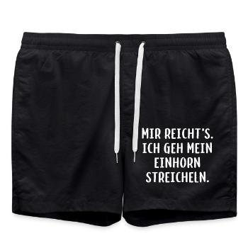 Mir reicht´s. Ich geh mein Einhorn streicheln. - Badeshorts - Schwarz - Vorne - AI Model Male 185 light (185cm)