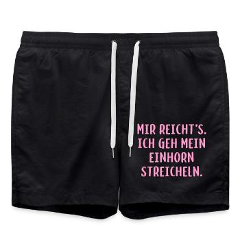 Mir reicht´s. Ich geh mein Einhorn streicheln. - Badeshorts - Schwarz - Vorne - AI Model Male 185 light (185cm)