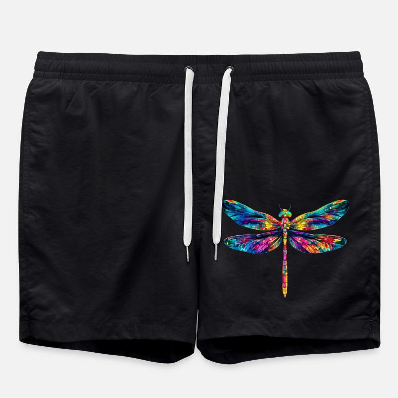 Bunte Libelle Insekt - Badeshorts - Schwarz