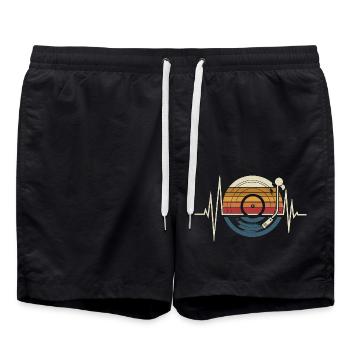 Vinyle Disques Battement de coeur Musique - Short de bain - noir - Devant - AI Model Male 185 light (185cm)