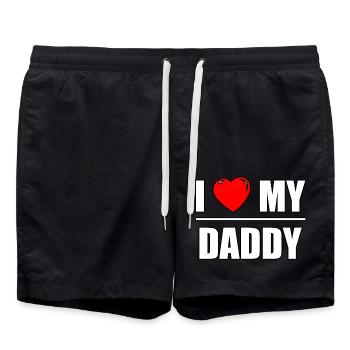 Font design "I love my Daddy" - Swim Trunks - black - Front - AI Model Male 185 light (185cm)